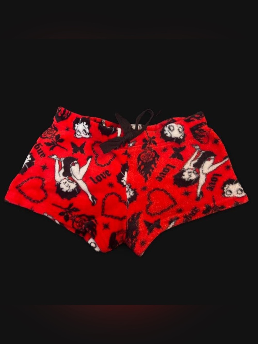 Fluffy Betty Boop Red & Black Pajama Shorts ~ size S